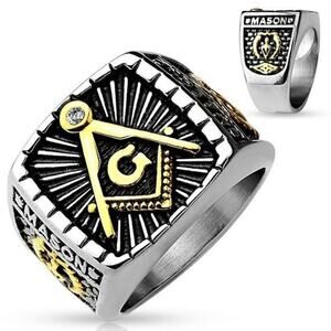New stainless steel Masonic ring‎ size 10